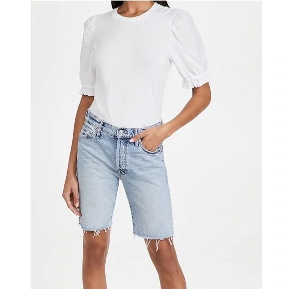 Rails Tops - Rails Laurel White Cotton Puff Sleeve T-Shirt Eyelet Trim Top Size XSmall